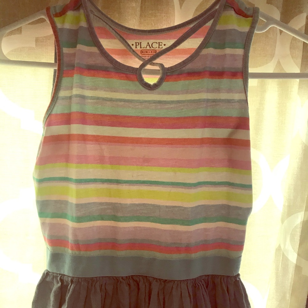 Rainbow & Blue Jean girls Dress Size M 7/8